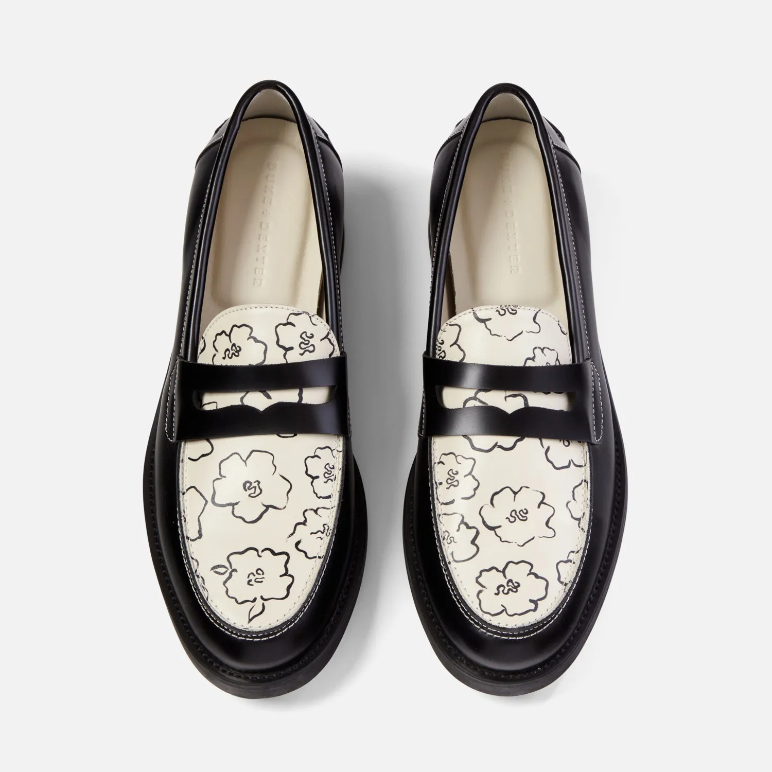 Club Night Wilde Black Sketch Floral Penny Loafer - Men's