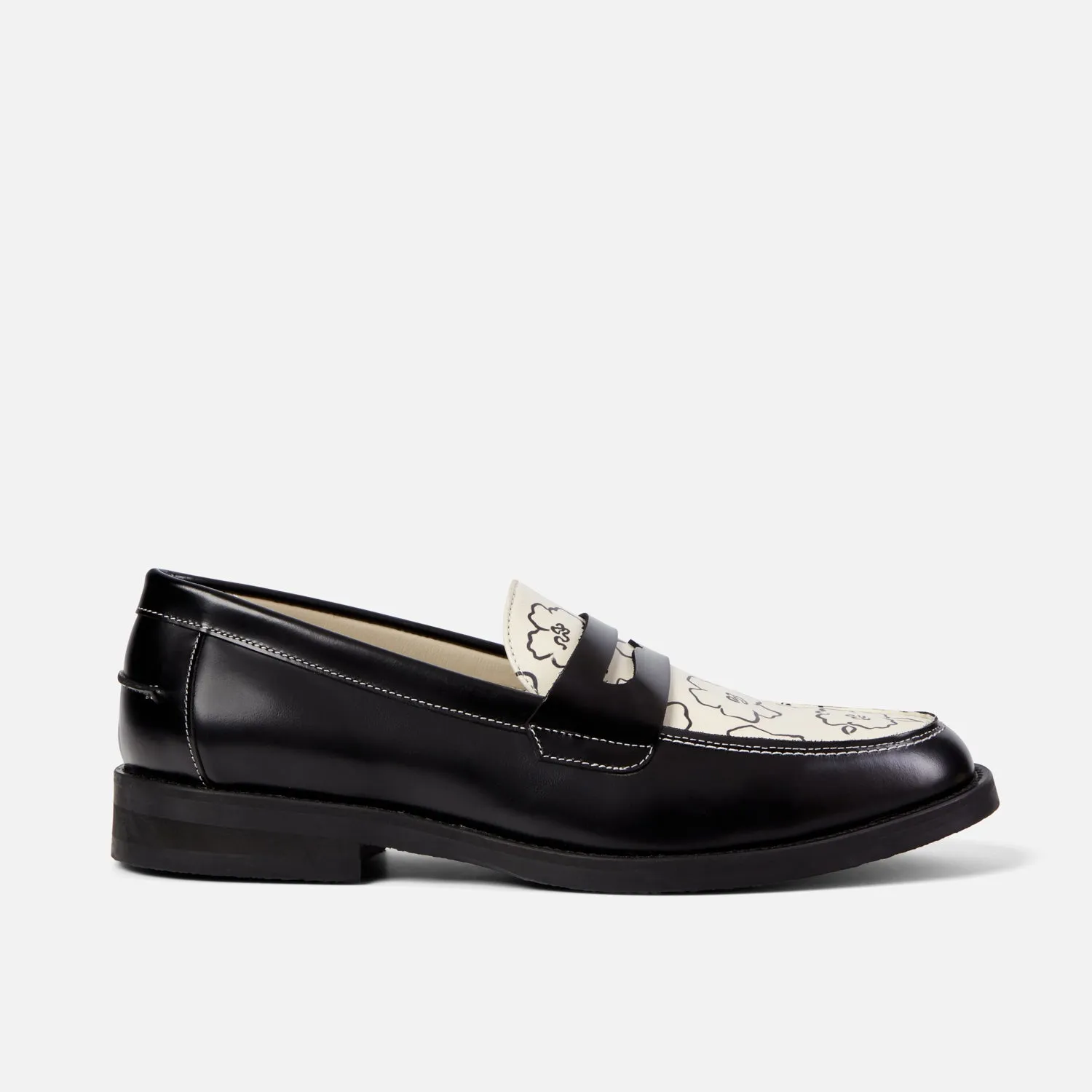 Pool Ready Wilde Black Sketch Floral Penny Loafer - Men's