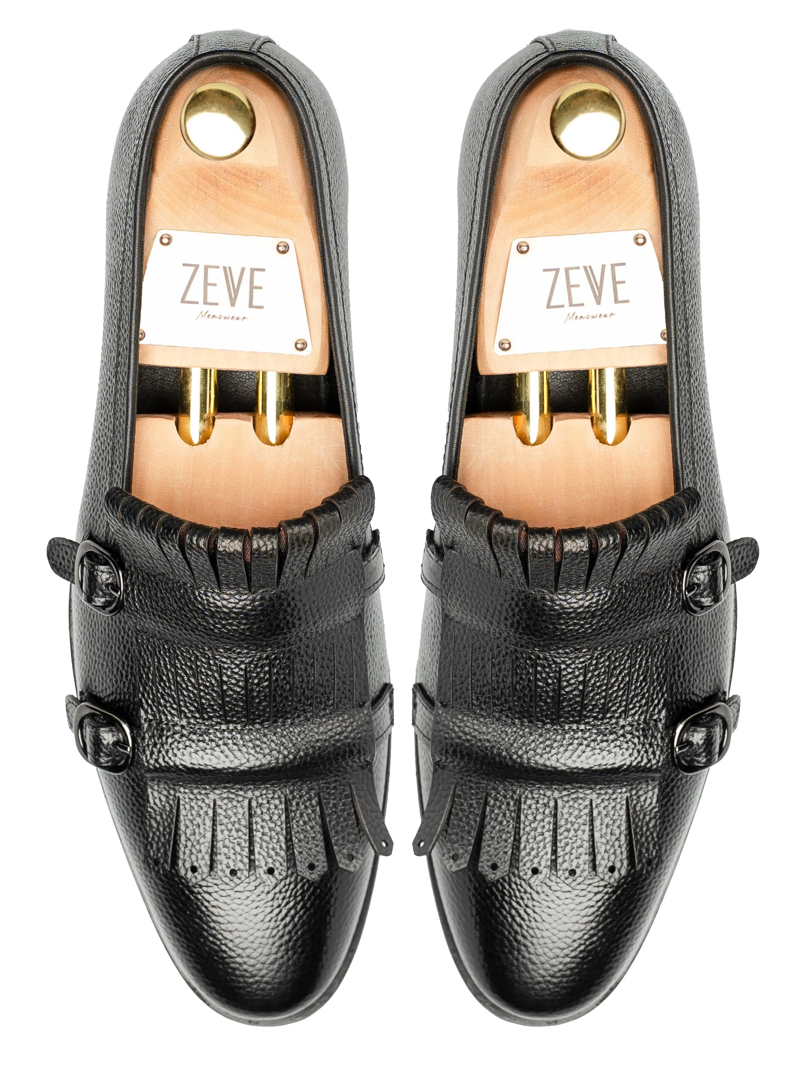 Ventilated Fit Practical Sole Valerio Monk Kilt - Black Pebble Grain