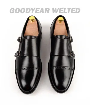 Goodyear Welted - Double Monk Strap - Black Timeless Design