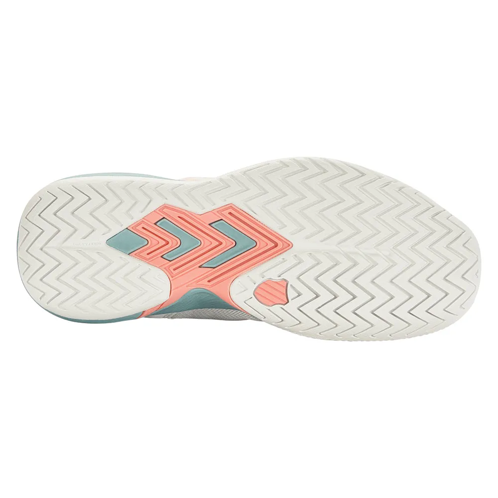 K-Swiss Ultrashot Team Tennis Shoes (Ladies) - Blanc/Nile Blue/Desert Flower Breathable Upper Stable base
