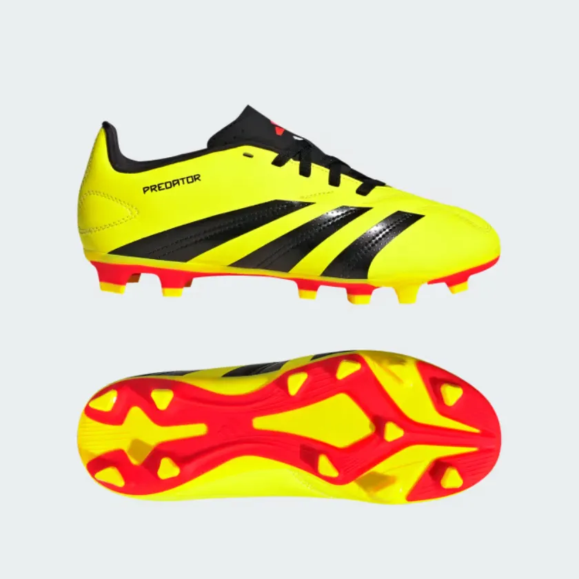 Adidas Predator Club Flexible Ground Football Kids Unisex Shoes (4-7Year) -Team Solar Yellow 2/Core Black/Solar Red Performance Tools.
