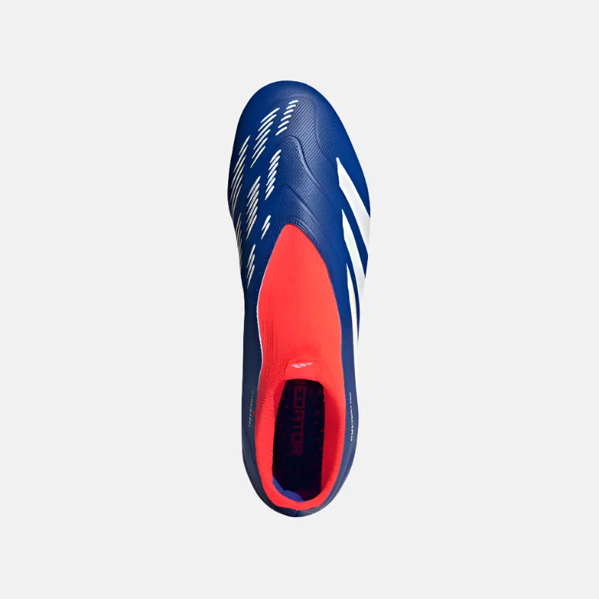 Snug fit Adidas Predator League Laceless Firm Ground Unisex Football Shoes -Lucid Blue/Cloud White/Solar Red