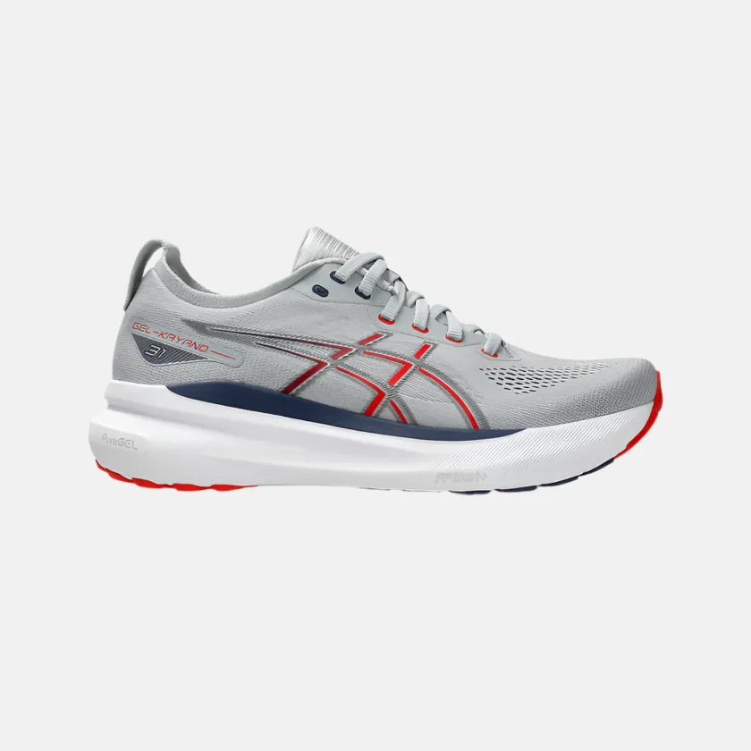 Asics Gel-Kayano 31 Men's Running Shoes -Piedmont Grey/Fiery Red Supination control