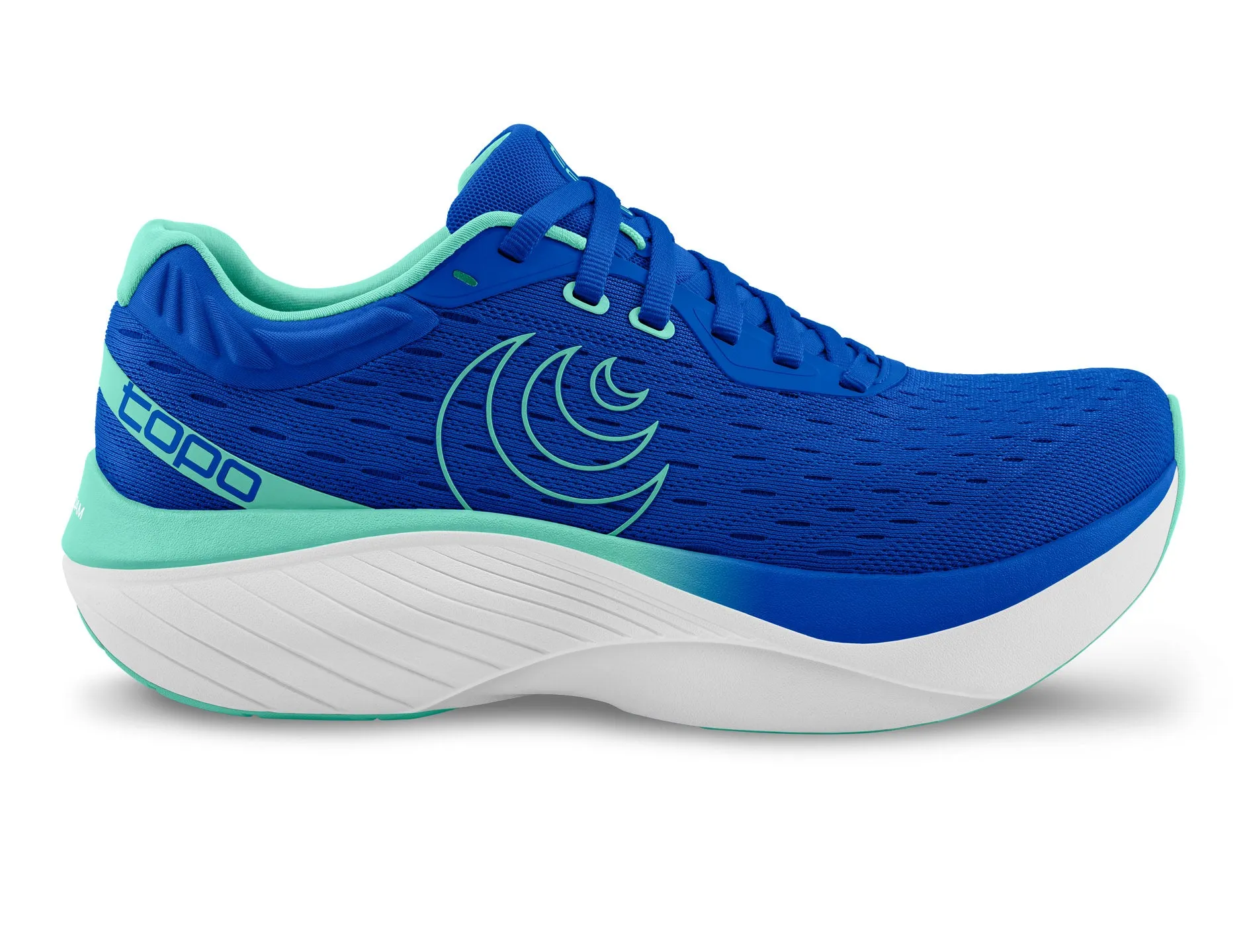 Women's Topo Atmos 3 running in a steel bridge area shoes