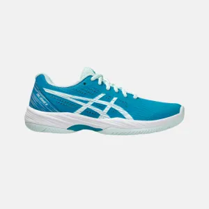 Wide fit Asics GEL-GAME 9 Women's Tennis Shoes -Teal Blue/White
