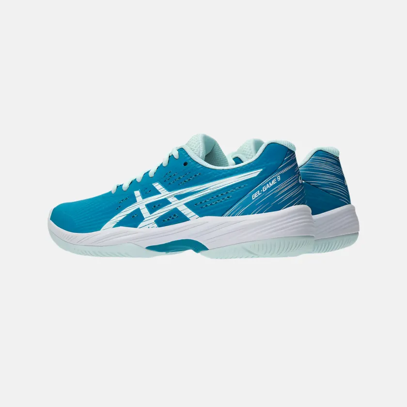 Indoor Asics GEL-GAME 9 Women's Tennis Shoes -Teal Blue/White
