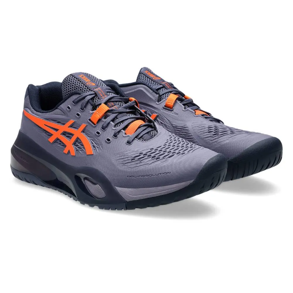 Comfortable Run Stylish Design Asics Gel Resolution X Men's Tennis Shoe (Greyish Purple/Nova Orange)