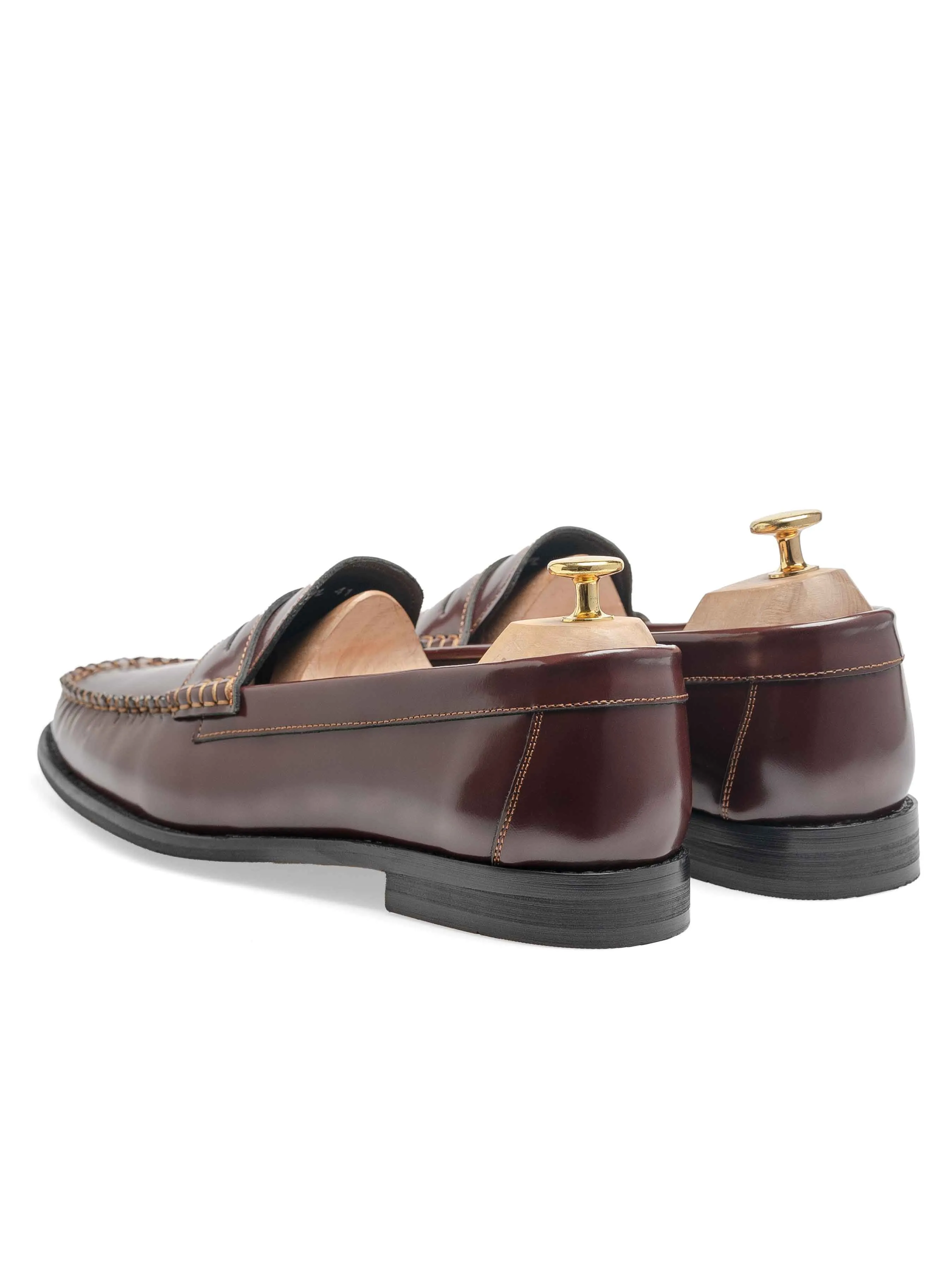 Penny Loafer - Brown Polished Leather Slip-On Style
