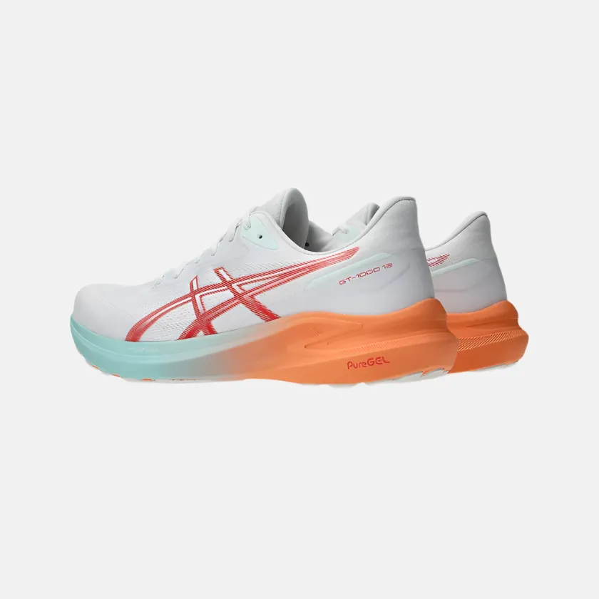 weekend - runner Comfortable Foot Arch Asics GT-1000 13 Men's Running Shoes -White/Coral Reflective