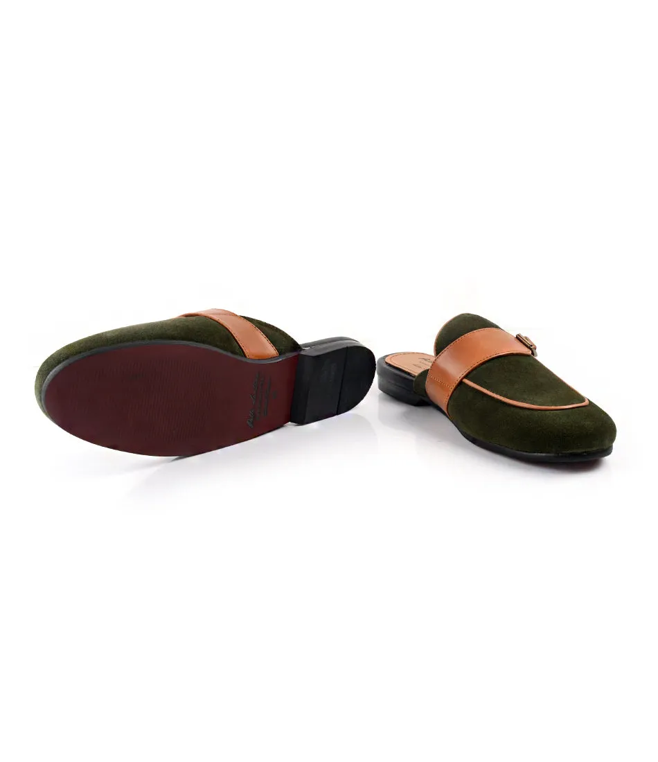 Professional Appearance Trendy Style Olive & Tan Single Monk Mule