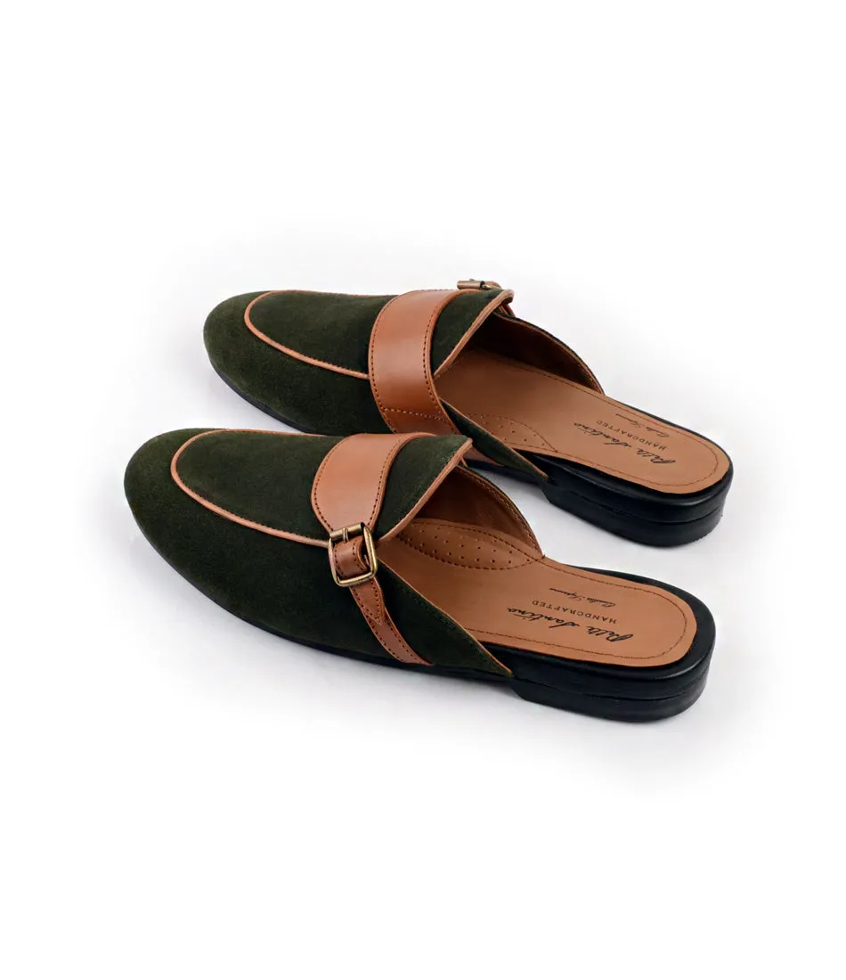 Olive & Tan Single Monk Mule British Cut