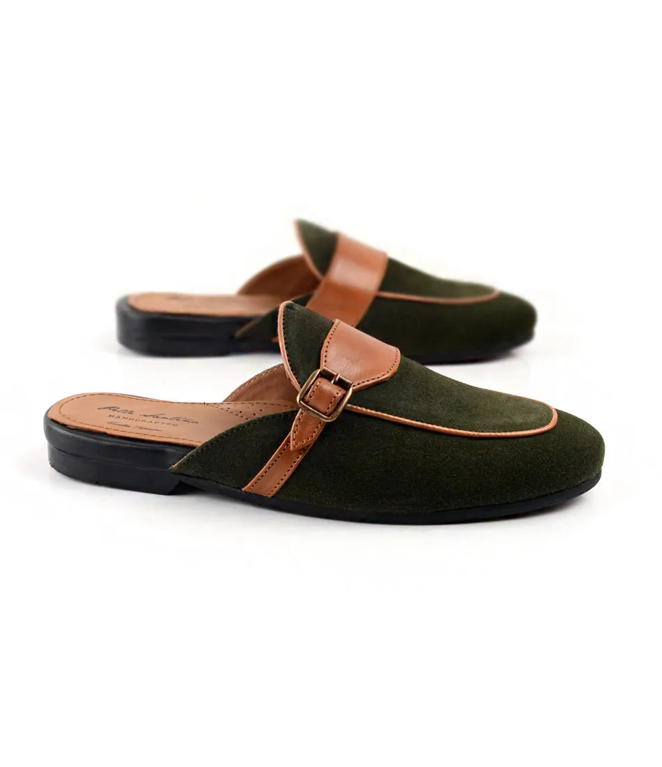 Reinforced Sides High Society Olive & Tan Single Monk Mule