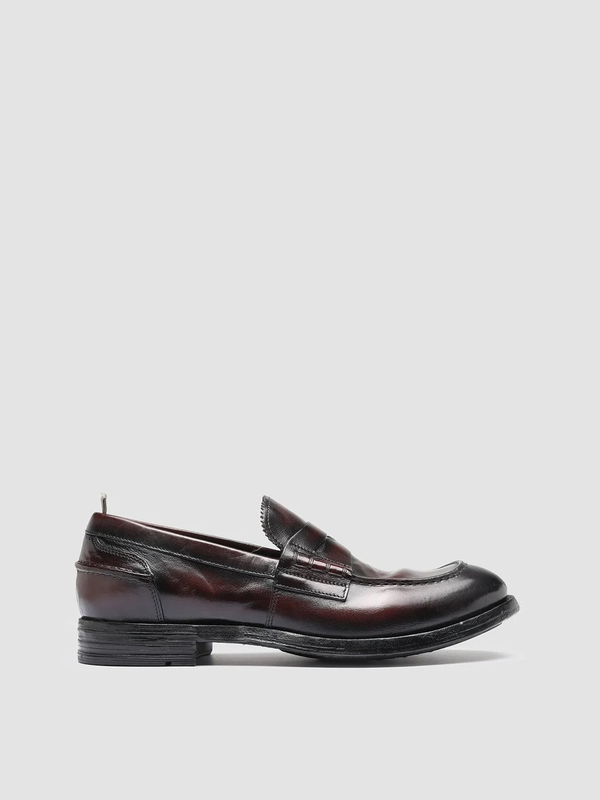 Practical Slip-on Shoes Classic Padding BALANCE 011 - Burgundy Leather Penny Loafers