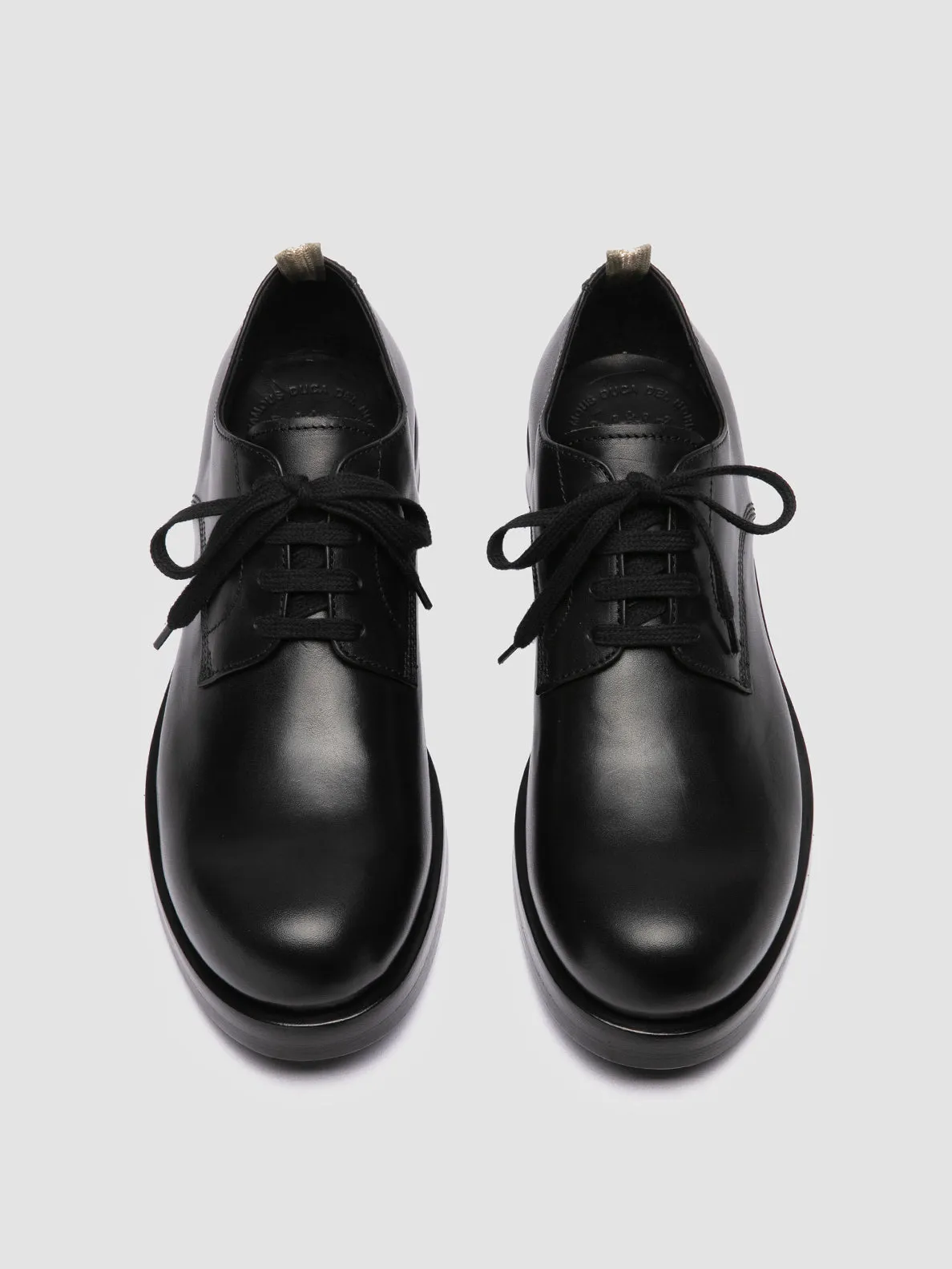 BULLA 001 - Black Leather Derby Shoes Classic Lace