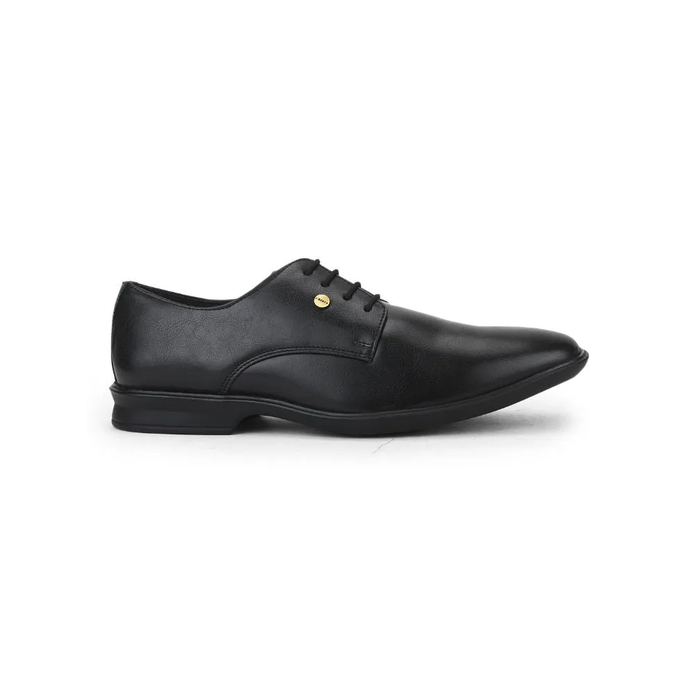 All weather Fortune Black Formal Lace Up Derby Shoes For Men LUCIO-201 By Liberty