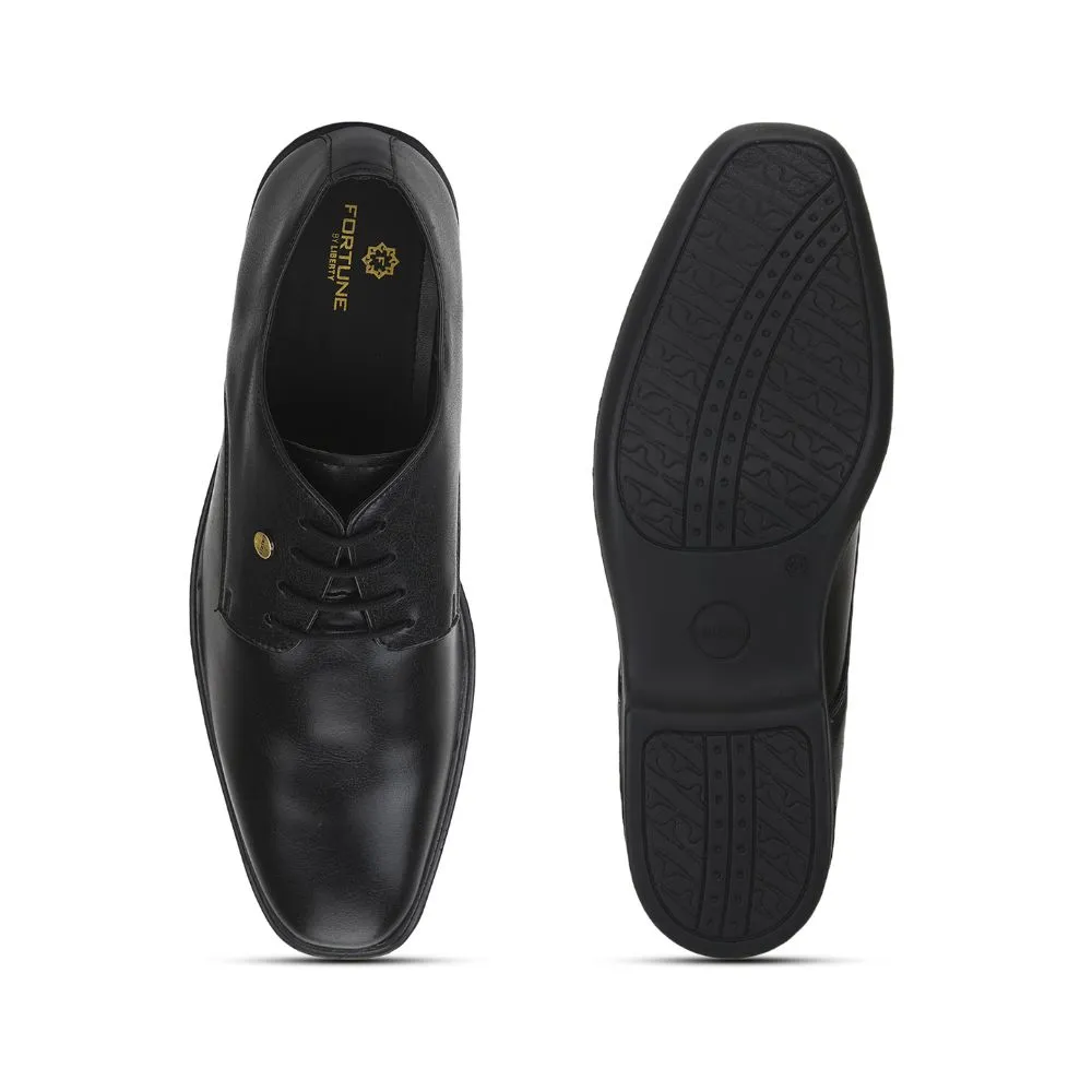 Fortune Black Formal Lace Up Derby Shoes For Men LUCIO-201 By Liberty Subtle Grain
