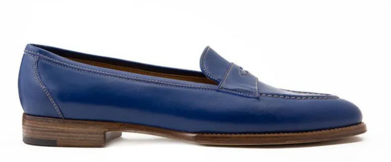 Market Stop LOAFER WITH PENNY STRAP CALF LEATHER HAND WELTED BLAKE STITCHES