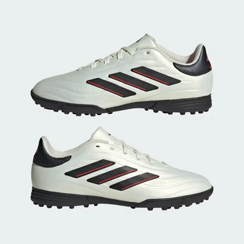 Adidas Copa Pure II League Turf Fooball Kids Unisex Shoes (4-16Year) -Ivory/Core Black/Solar Red Zero Break-In