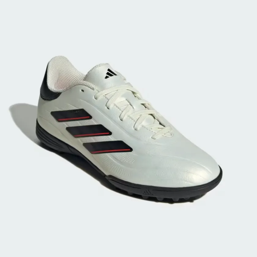 Clean Fit Midfield Sprint Adidas Copa Pure II League Turf Fooball Kids Unisex Shoes (4-16Year) -Ivory/Core Black/Solar Red