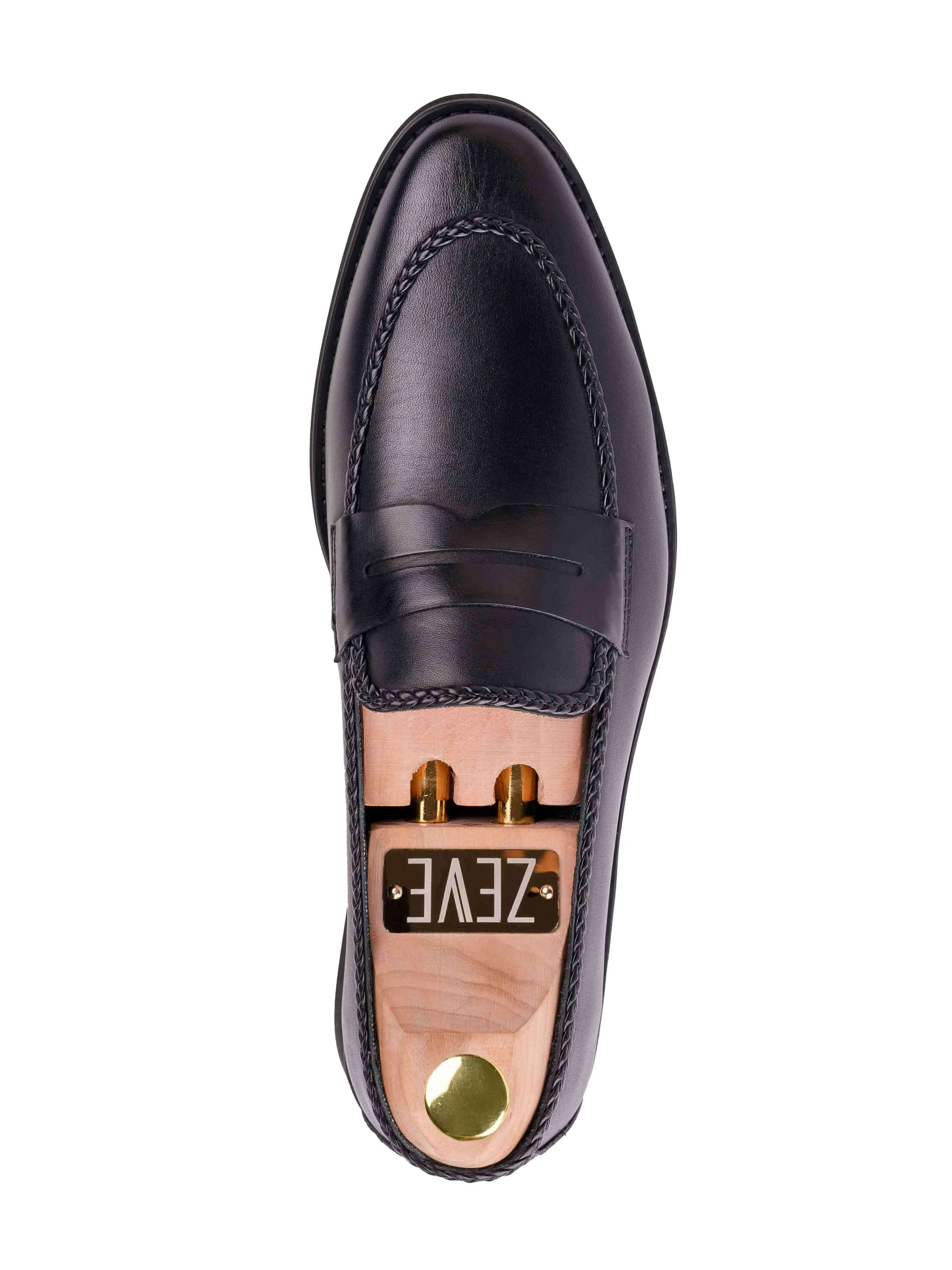 Noon Break Braided Penny Loafer - Solid Black (Crepe Sole)