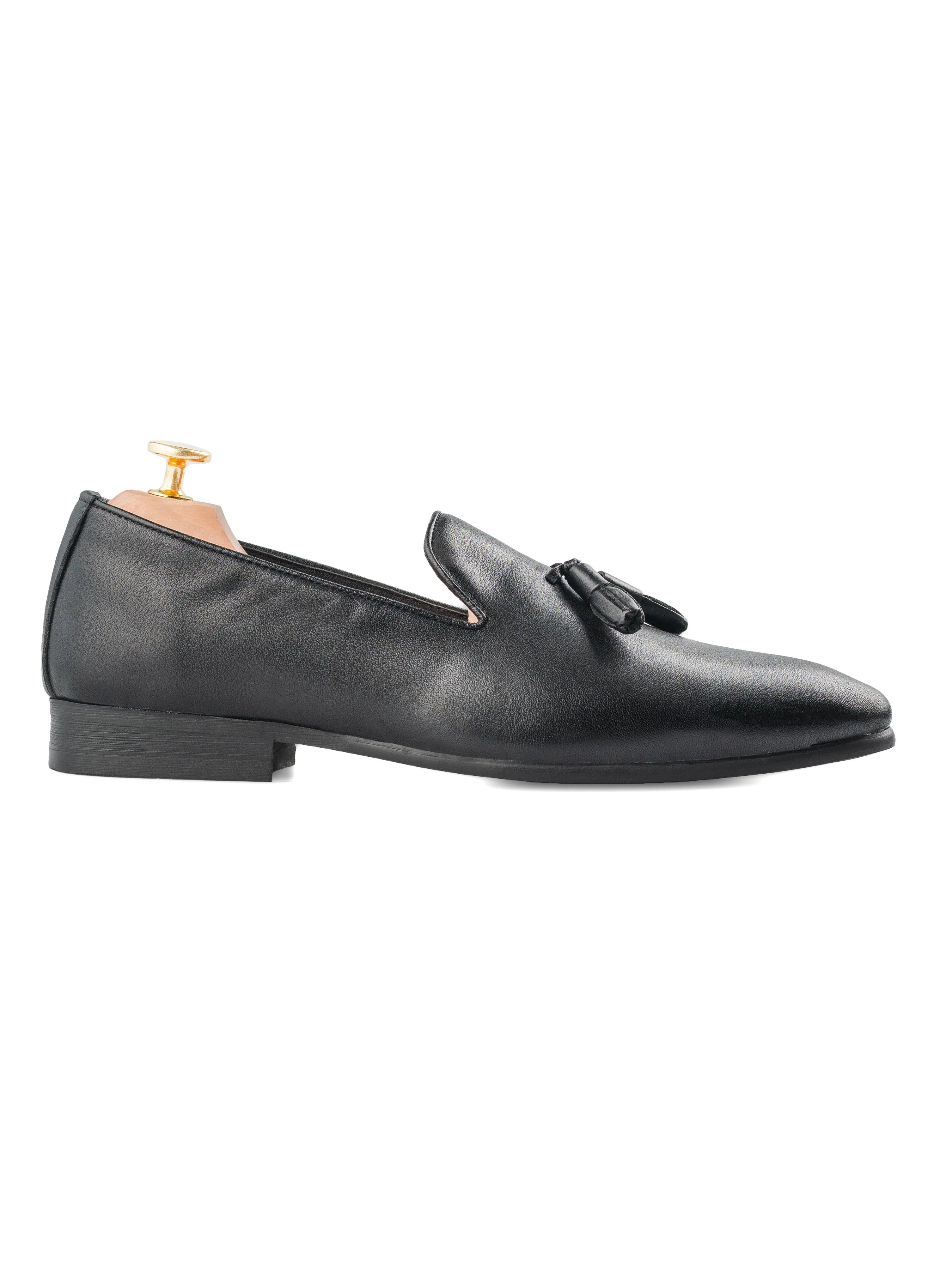 casual wear shoes Loafer Slipper - Solid Black Leather