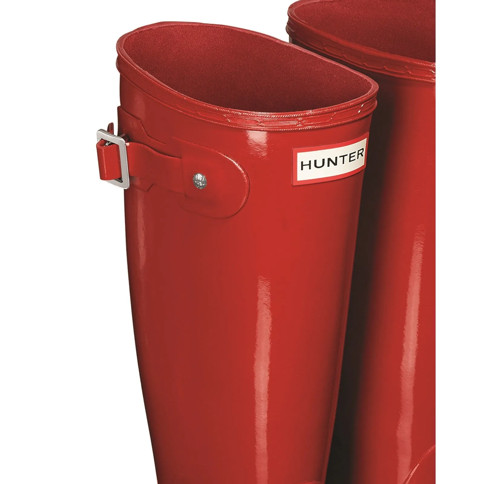 Hunter Womens Original Tall Gloss Wellington Boots Military Red Modern