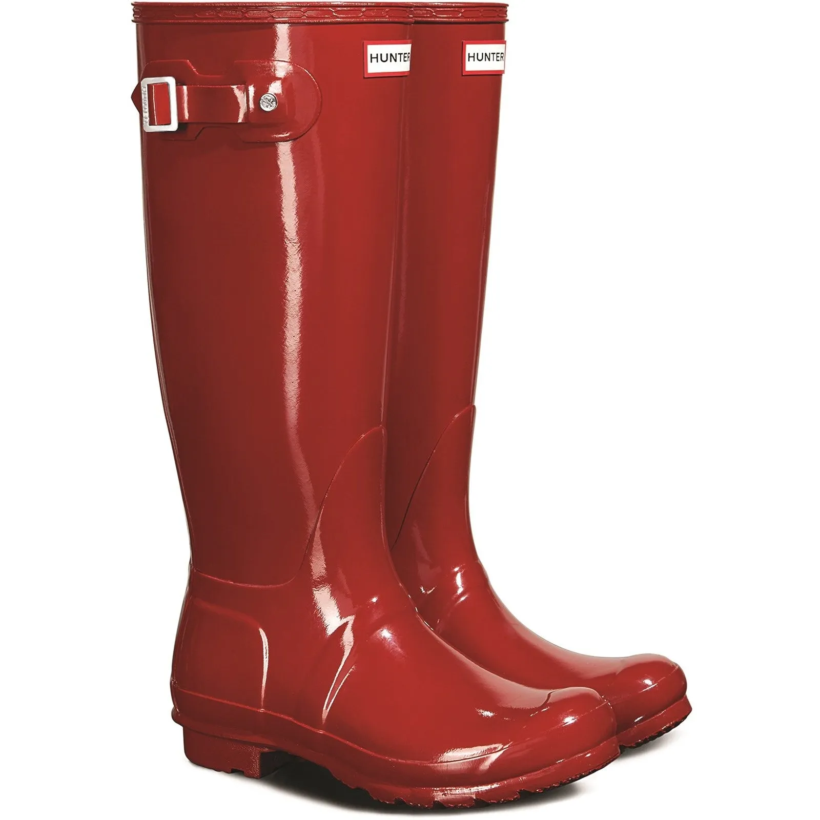 Hunter Womens Original Tall Gloss Wellington Boots Military Red Rugged Wear Trendy Look Boots