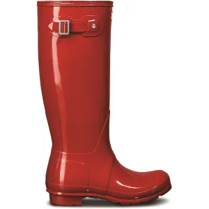 Hunter Womens Original Tall Gloss Wellington Boots Military Red Stylish Walking Protection Weather Ready Footwear