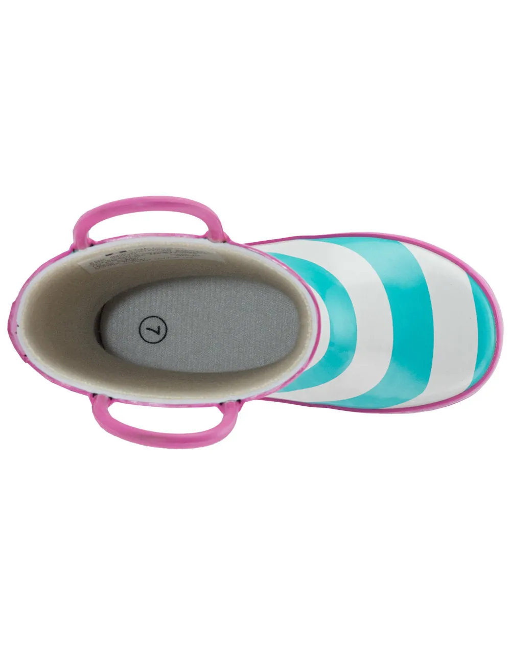 Premium Mint, White & Pink Loop Handle Rubber Rain Boots