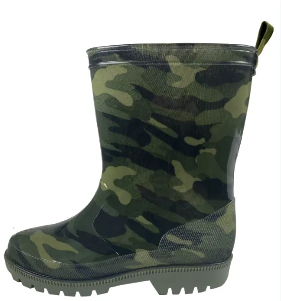 Boys Green Camo Rain Boot Comfortable Gear