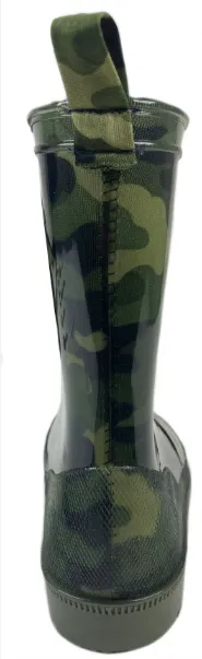 Boys Green Camo Rain Boot Heavy Duty Outdoor Chic