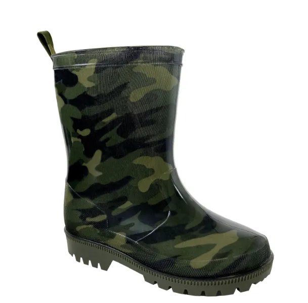 Rain Comfort Boys Green Camo Rain Boot