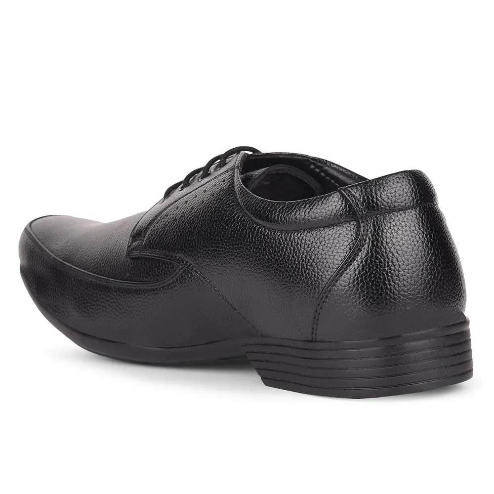 Everyday Versatile Style Textured Leather Fortune By Liberty HIL-10 Formal Derby Shoes For Men - Black