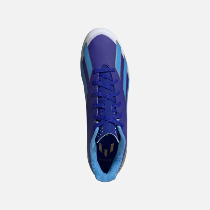 Side Support Adidas X Crazyfast Messi Club Flexible Ground Unisex Football Shoes -Lucid Blue/Blue Burst/Cloud White