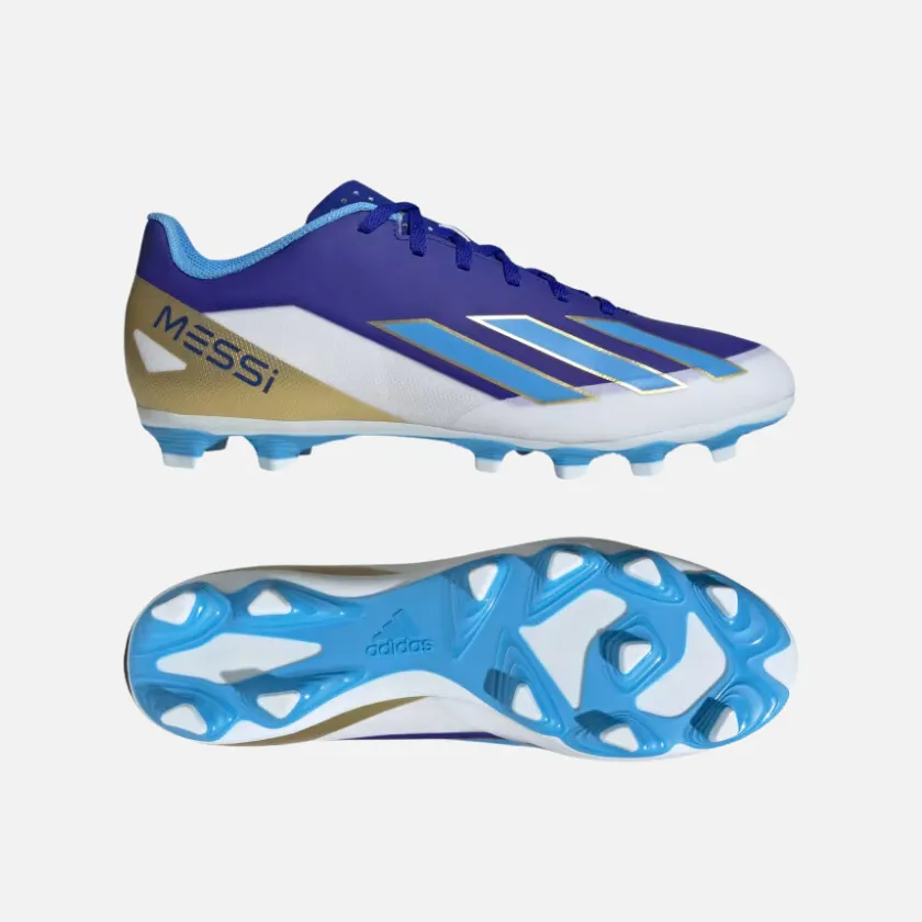 Reduced Weight Adidas X Crazyfast Messi Club Flexible Ground Unisex Football Shoes -Lucid Blue/Blue Burst/Cloud White