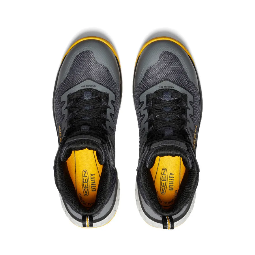 Rock Climber Rock Terrain Men's Arvada Mid Work Sneaker (Carbon Toe)  |  Black/Keen Yellow