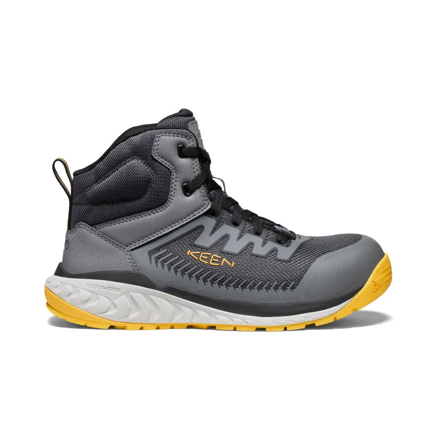 Grip Traction Secure Hiking Men's Arvada Mid Work Sneaker (Carbon Toe)  |  Black/Keen Yellow