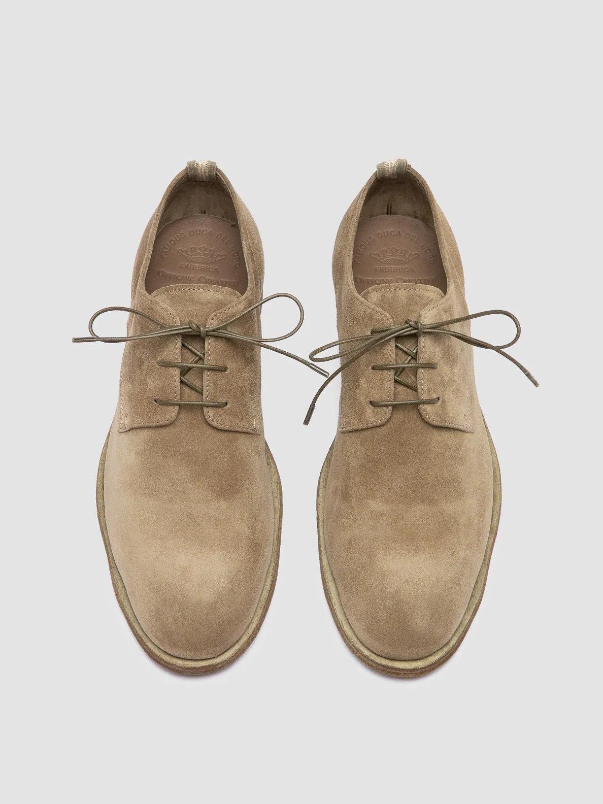 SOUND 002 - Taupe Suede Derby Shoes Smooth Tailored Finish