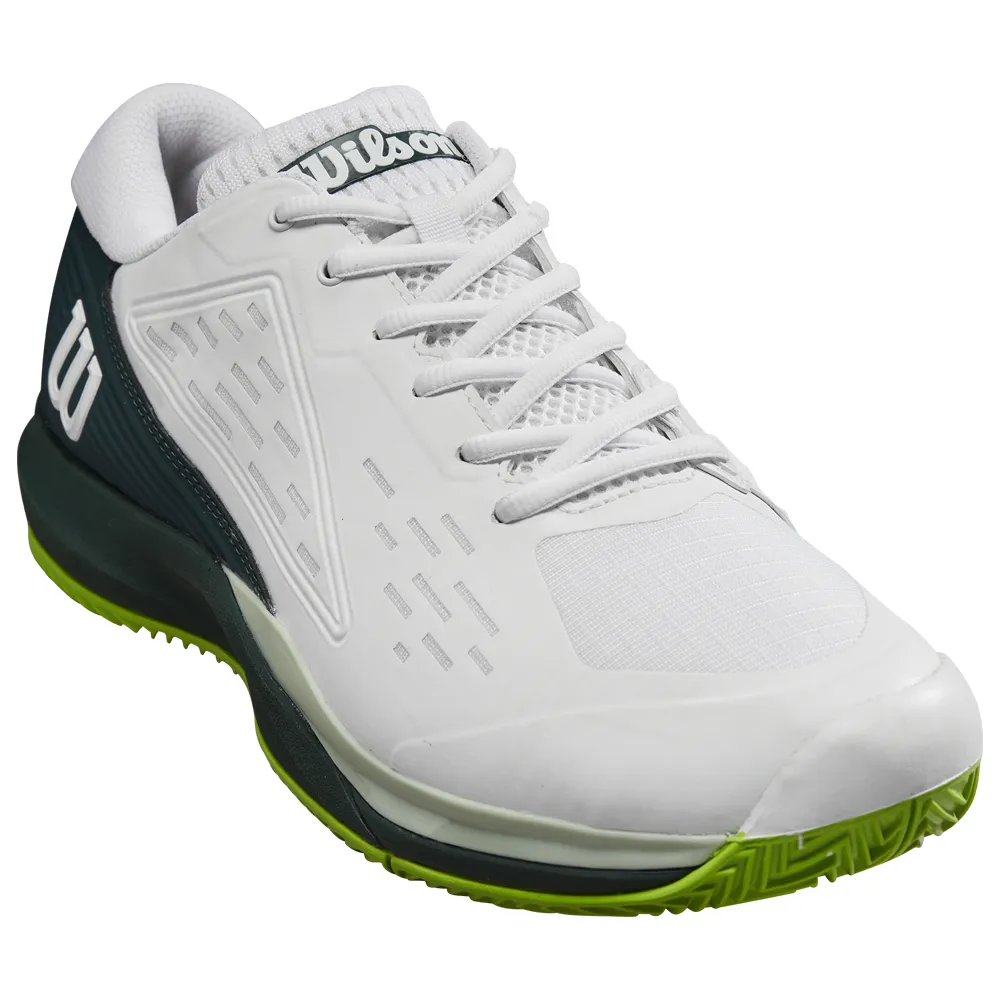Anti Abrasion City Runners Wilson Rush Pro Ace Clay Court Tennis Shoes (Mens) - White/Ponderosa Pine/Jasmine Green