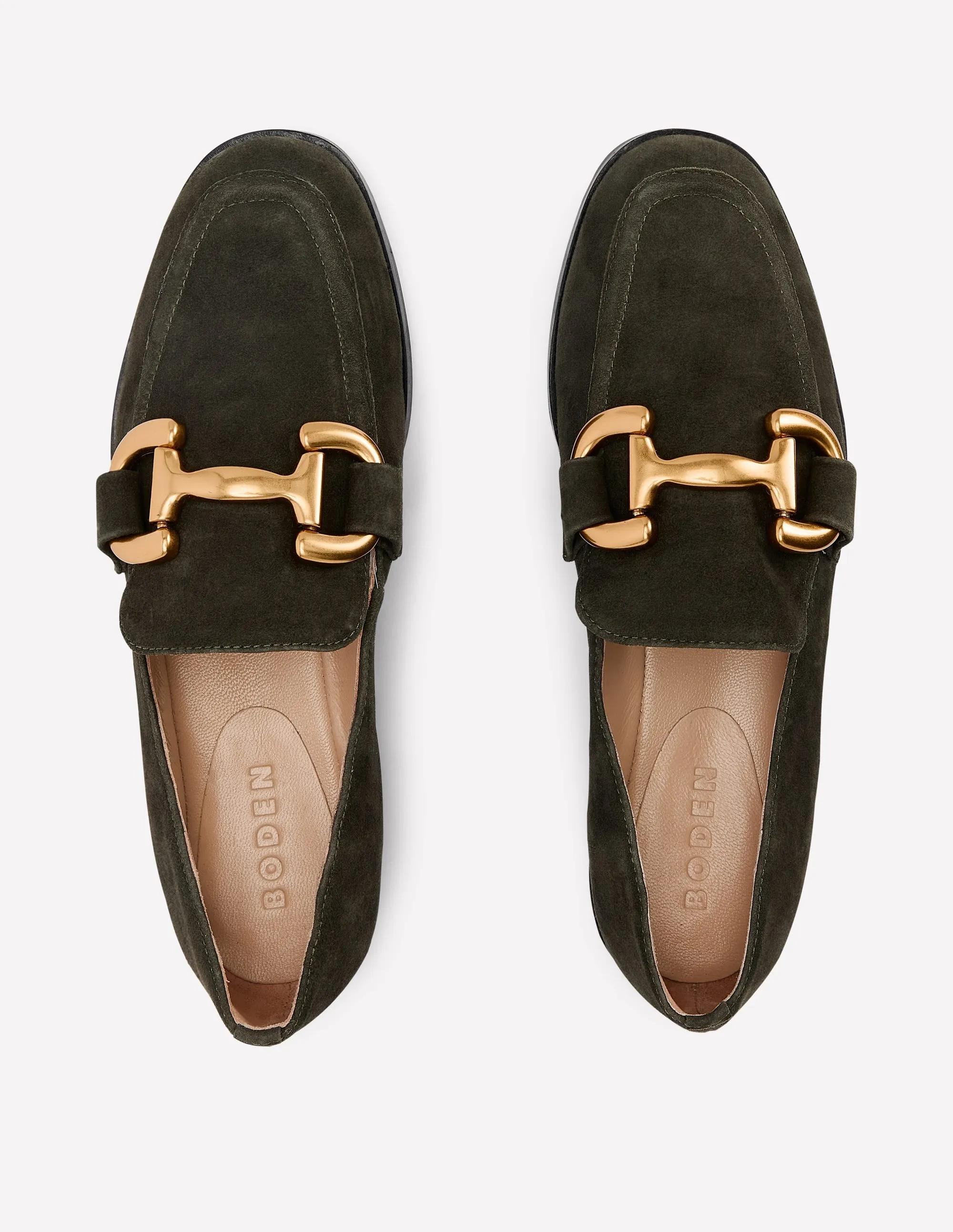 Music Lane Date night Iris Snaffle Loafers-Woodland Green