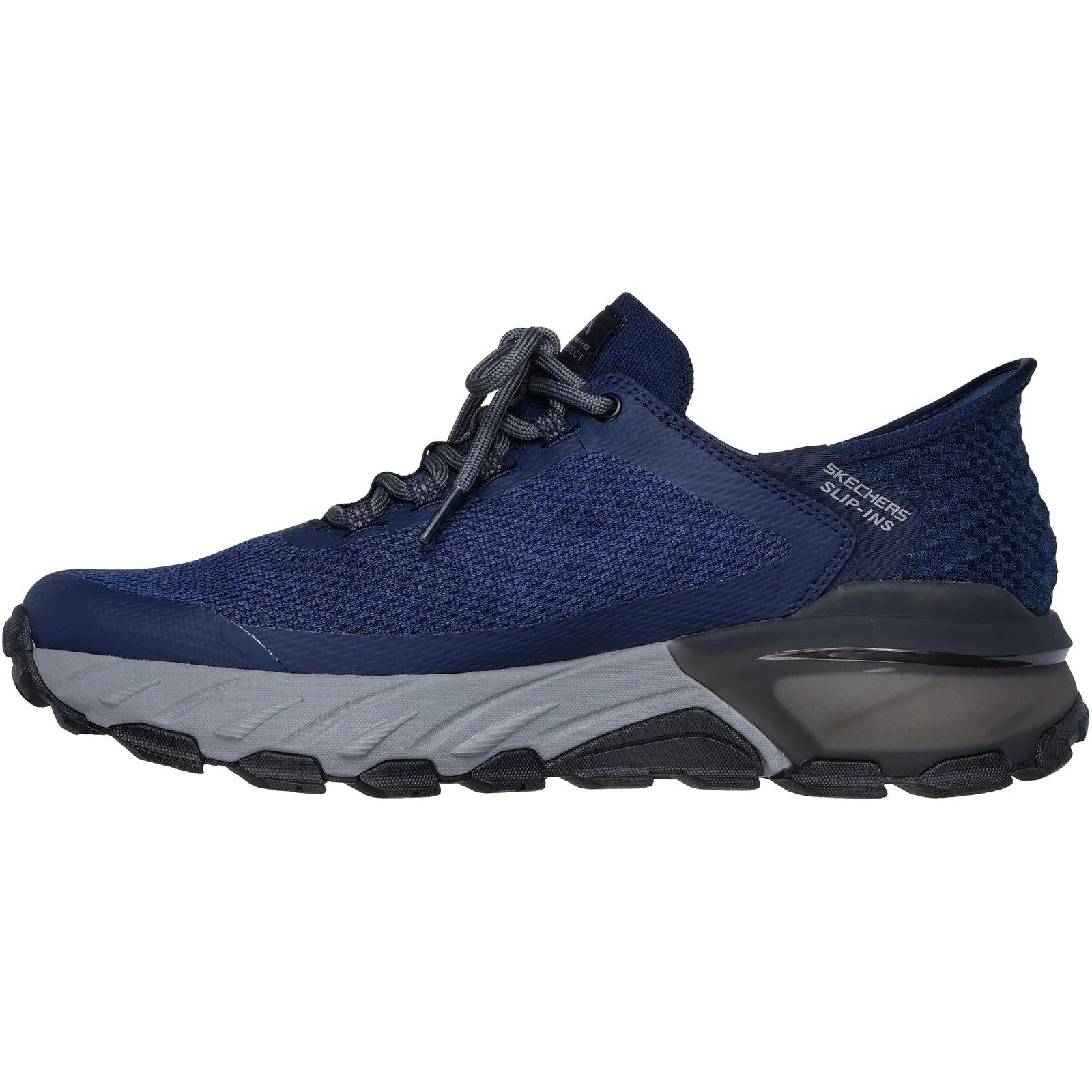 Skechers Mens Max Protect Assembly Hiking Shoes Navy Mountain Fit Hard Surface