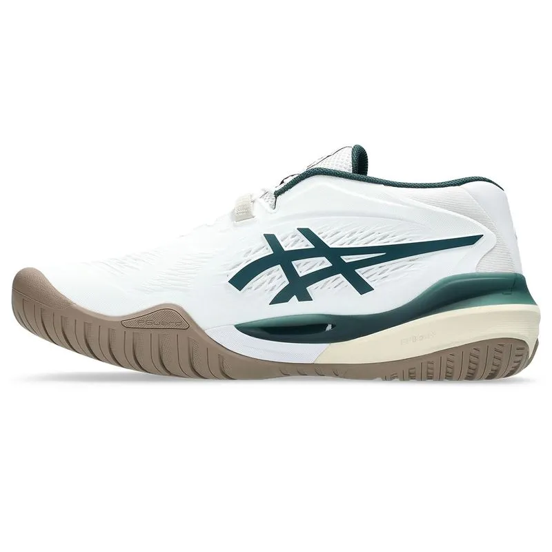 Asics Men's Gel Resolution X White and Saxon Green slow walk Freeze Grip