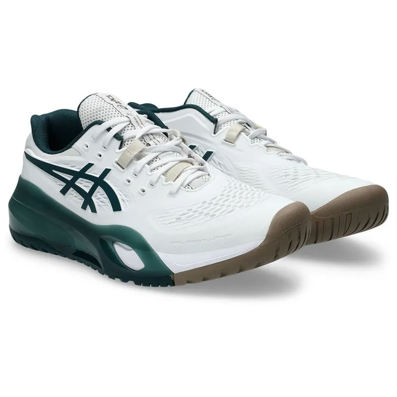 Asics Men's Gel Resolution X White and Saxon Green Story Glow
