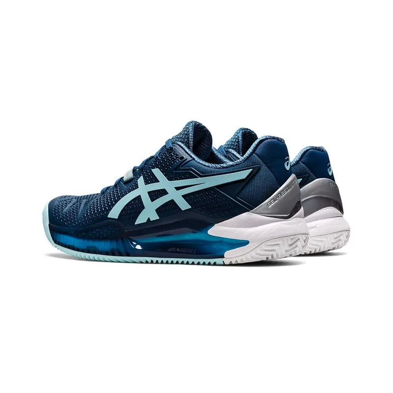 Skin Soft Asics Women`s GEL-Resolution 8 CLAY Tennis Shoes Light Indigo and Clear Blue