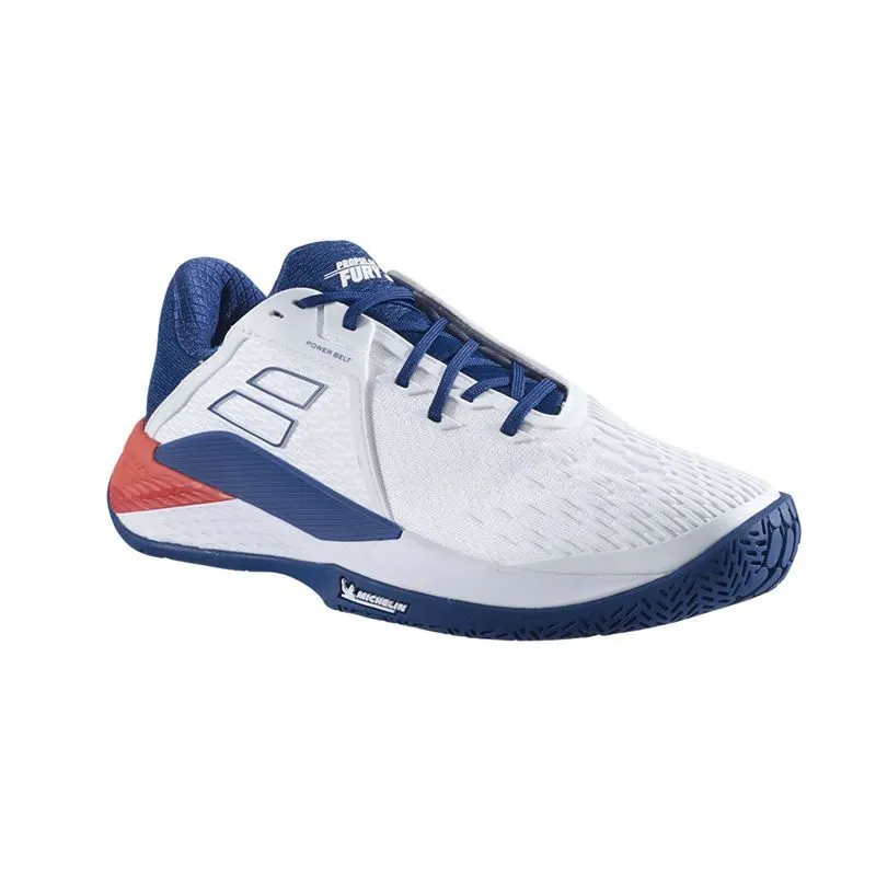 Babolat Propulse Fury 3 All Court Men Tennis Shoes White Blue Quick Flex
