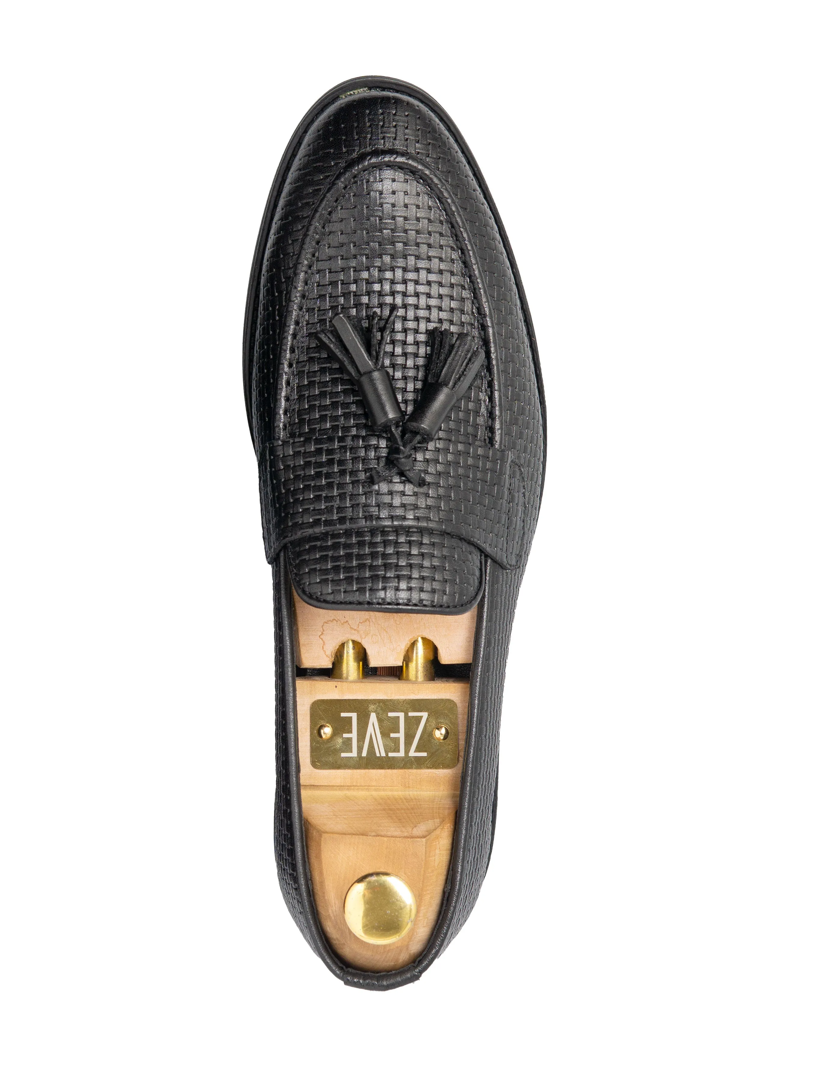 Rocky Tassel Loafer - Black Woven Leather (Flexi-Sole) Calm Walk