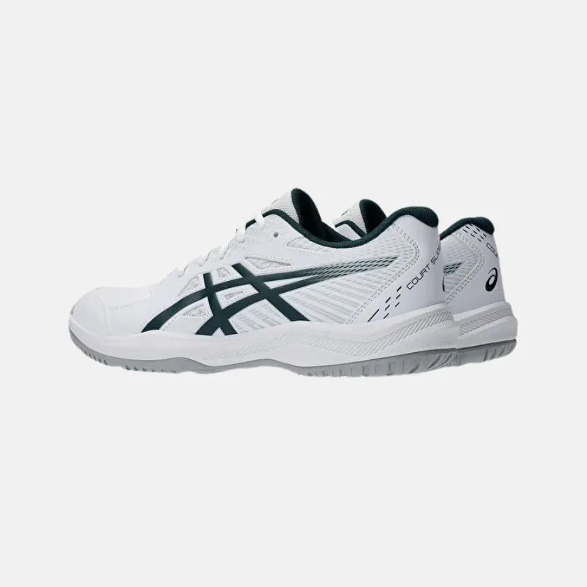 ASICS Court Slide 4 Men's Tennis Shoes ?C White/Saxon Green Shockproof