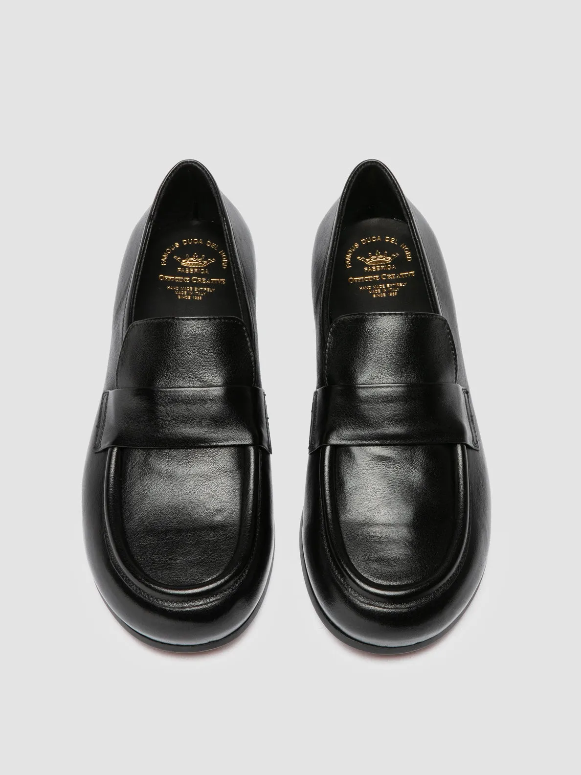 BECKY 101 - Black Leather Penny Loafers Ergonomic Design Slip Safe