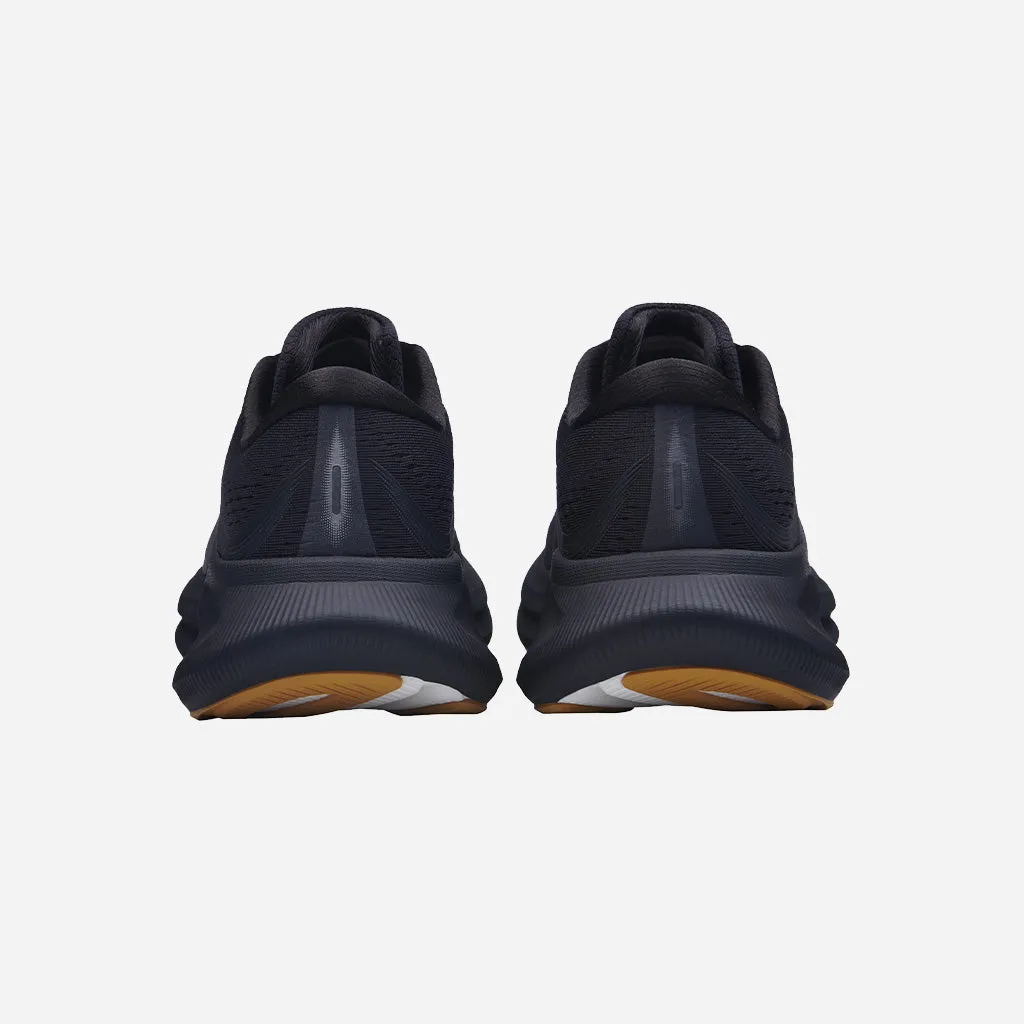 361-ELEOS: Black/Heather Castlerock indoor track running shoe employment